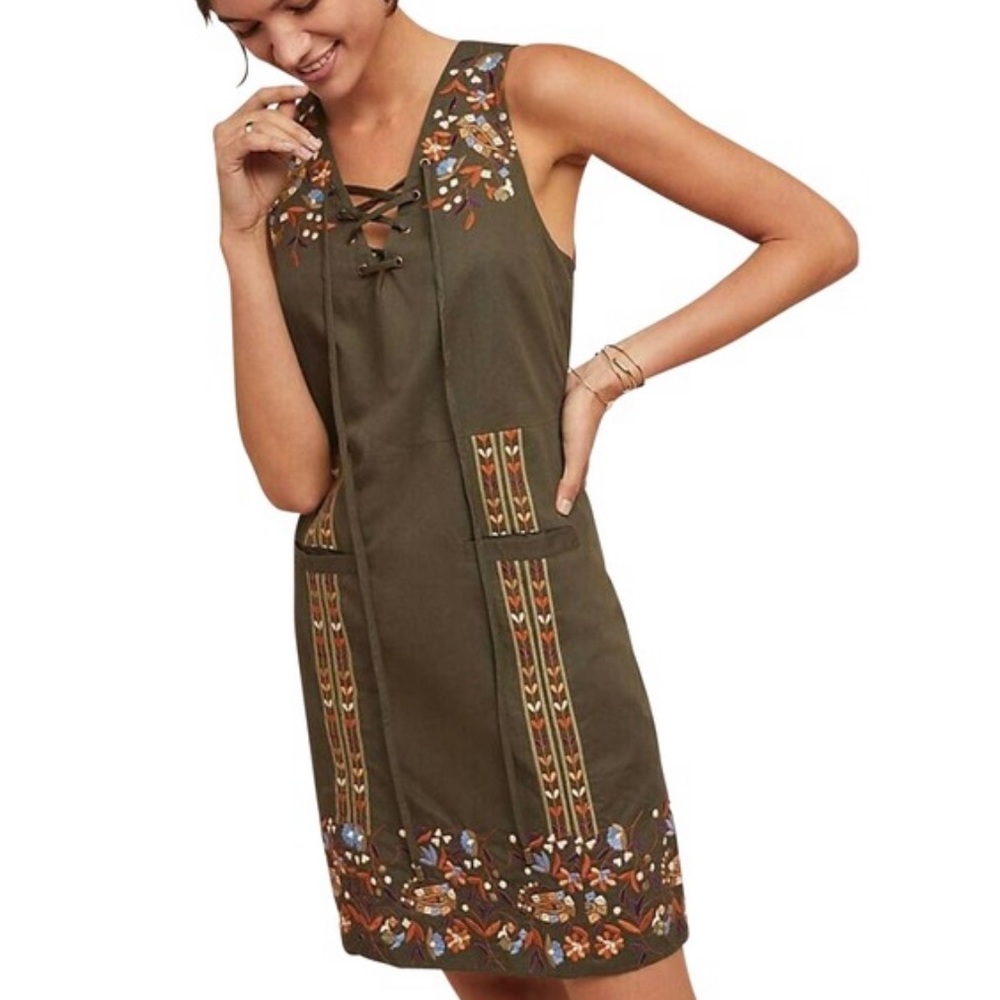 SOLD - Anthropologie Green Floral Dress NWOT